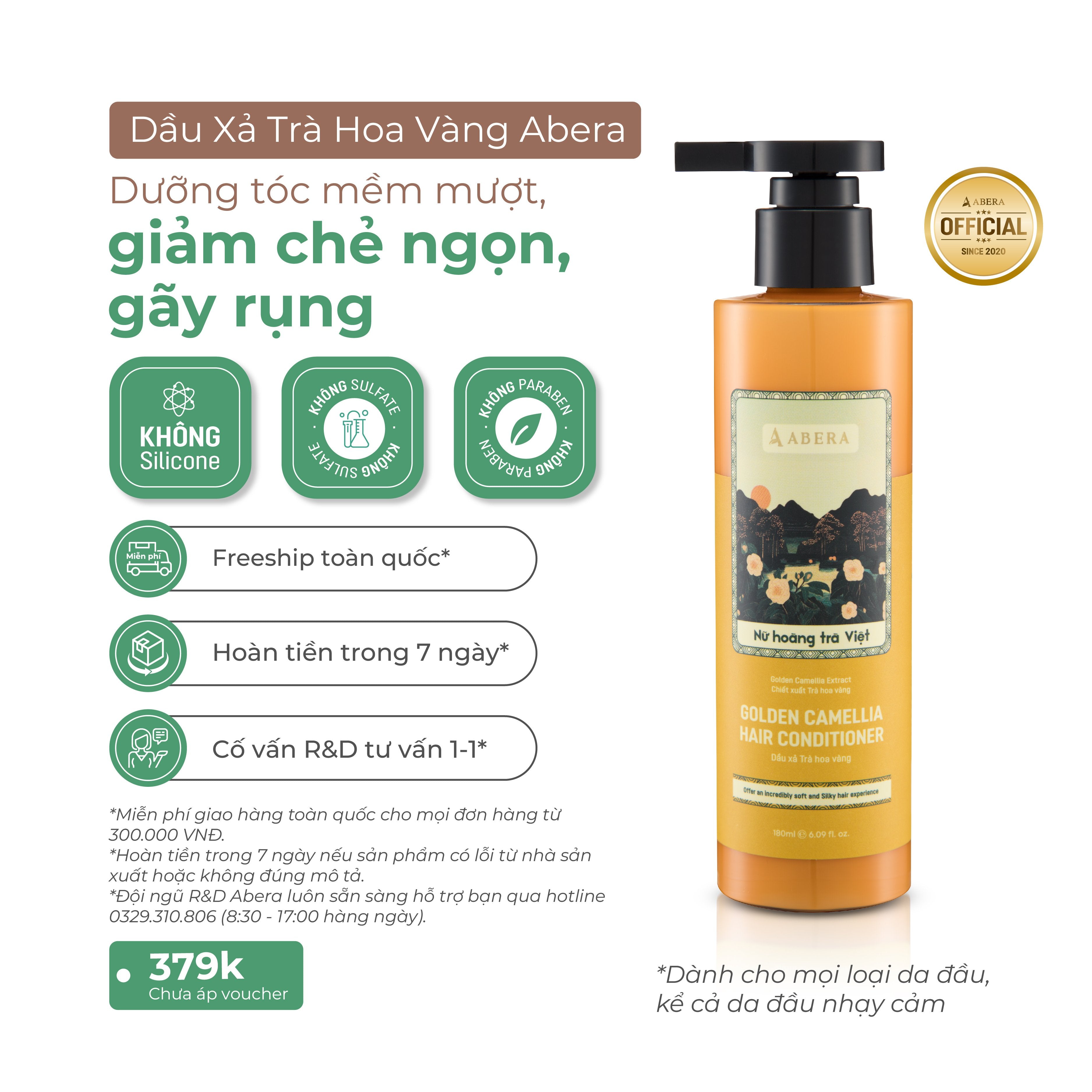 Dầu Xả Trà Hoa Vàng Abera