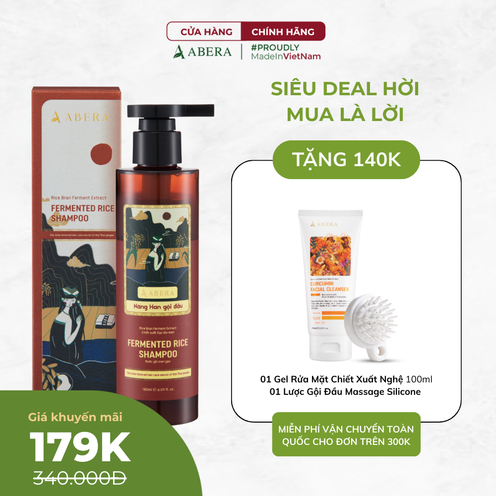 Nước Gội Men Gạo Abera – Giảm rụng tóc, ngừa tóc bạc tự nhiên
