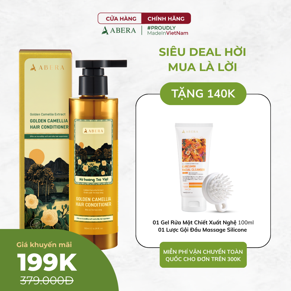 Dầu Xả Trà Hoa Vàng Abera – Dưỡng tóc mềm mượt, giảm chẻ ngọn, gãy rụng