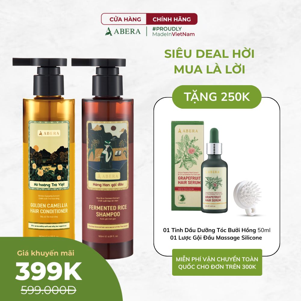 Dầu Xả Trà Hoa Vàng Abera – Dưỡng tóc mềm mượt, giảm chẻ ngọn, gãy rụng